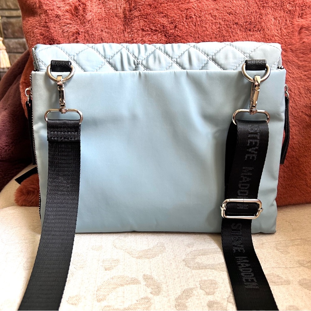 Steve Madden Light Blue Quilted Nylon Crossbody Bag - Picture 3 of 10